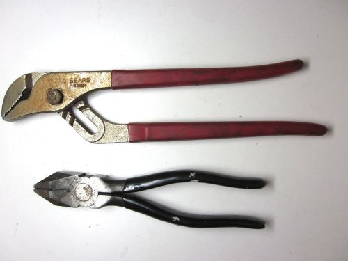 Set 2 vintage sears craftsman pliers no. 30724 tongue groove linesman japan usa for sale