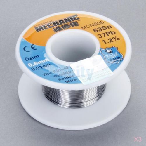 3x roll of 0.6mm tin lead solder soldering wire rosin core for sale