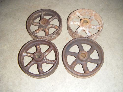 SET OF 4 VINTAGE CAST IRON 5&#034; WHEELS HIT MISS MAYTAG ENGINE CART STEEL WHEEL