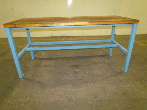 Industrial Butcher Block Workbench Table Welded Steel Frame 72x30x34 Height