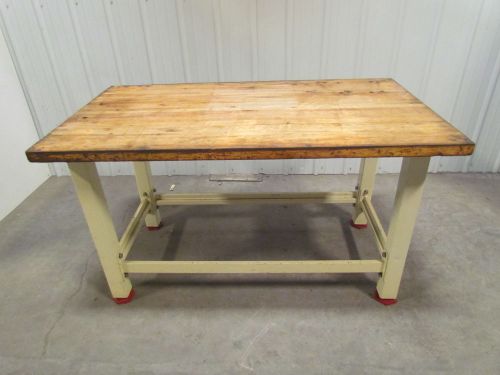 Heavy Duty Butcher Block Top Workbench Table Bolted Steel Frame 60x34x34&#034;