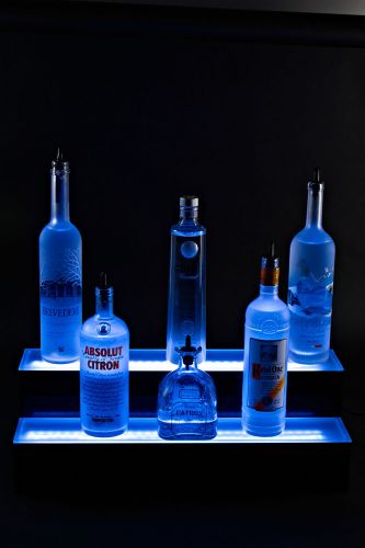3&#039; two tier led lighted liquor bottle display shelf , 2 step 36&#034; bottle display for sale