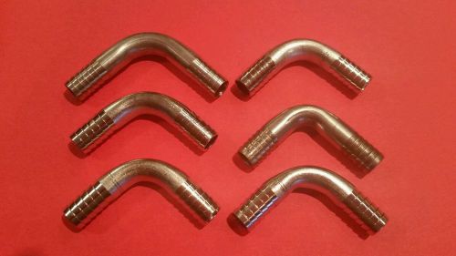 Stainless Barb 90 Fittings 3/8 x 3/8 --Lot of 6
