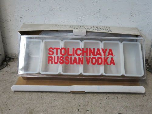 STOLICHNAYA RUSSIAN VODKA 6-BIN STEEL &amp; PLASTIC BARTENDER CADDY/ TRAY