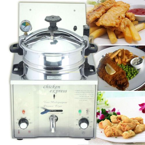 16L 3000W Commercial Stainless Electric Pressure Fryer Large Round Basket CE