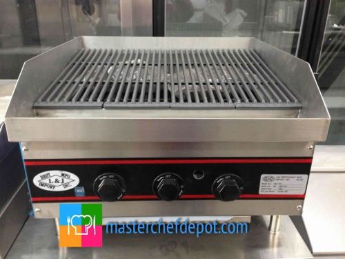 New 24&#034; l&amp;j lava rock char broiler grill gcb24 commercial restaurant burger nsf for sale