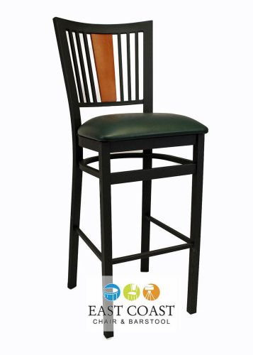 New steel city metal restaurant bar stool with black frame &amp; green vinyl seat for sale