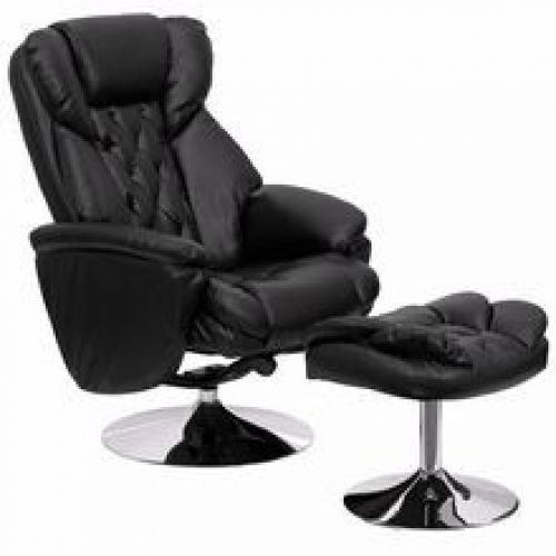 Flash furniture bt-7807-trad-gg transitional black leather recliner and ottoman for sale