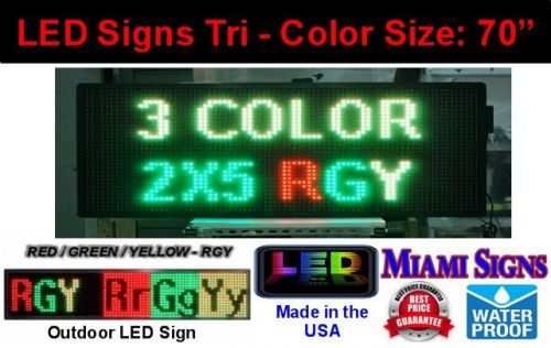Led sign 3 color rgy programmable message led display size 12&#034; x 70&#034; outdoor led for sale