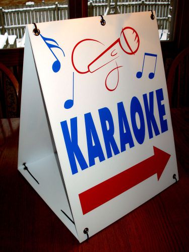 Karaoke with arrow sandwich board sign kit red &amp; blue on white for sale