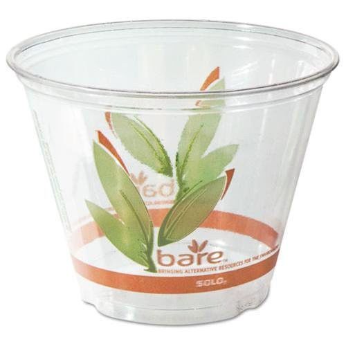 SOLO BARE DISPOSABLE COLD CUP 9OZ LEAF DESIGN CLEAR RPET PACK-150