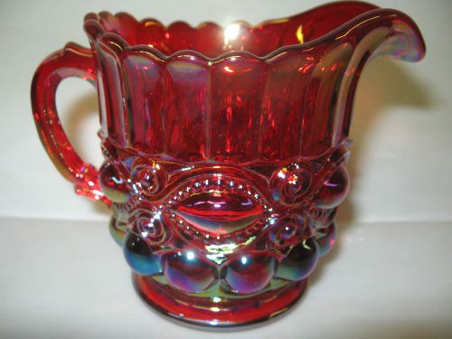 Ruby red carnival glass eyewinker pattern Creamer cream pitcher royal iridescent