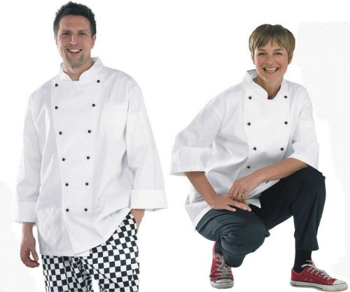 White chefs jacket cool mesh vented back xs - xxl long/short sleeve light weight for sale