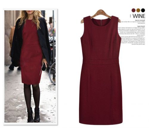 New women&#039;s round neck woolen dress streets Europe sleeveless vest base skirt