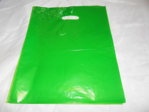 50 12x15 Glossy Lime Green Low-Density Plastic Retail Merchandise Bags W\Handles