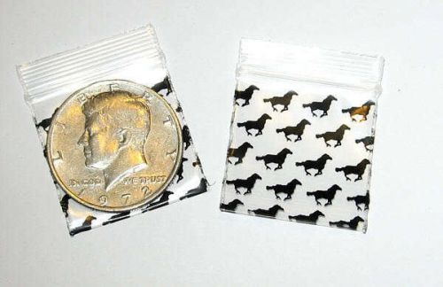 100 Baggies Black Horses 1.25 x 1.25 inch mini ziplock bags 125125 Apple brand