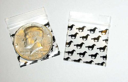 100 baggies black horses 1.25 x 1.25 inch mini ziplock bags 125125 apple brand for sale