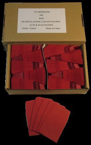 Guardhouse Red Archival Paper Coin Envelopes, 2x2, 50 pack