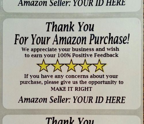 Qty 500 YOUR ID Thank You For Your Amazon Purchase FB Label Sticker 3&#034; x 2&#034;