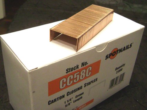 6 Boxes of 2000 CARTON CLOSING STAPLES --- 1 1/4&#034; x 5/8&#034; --- Spotnails CC58C