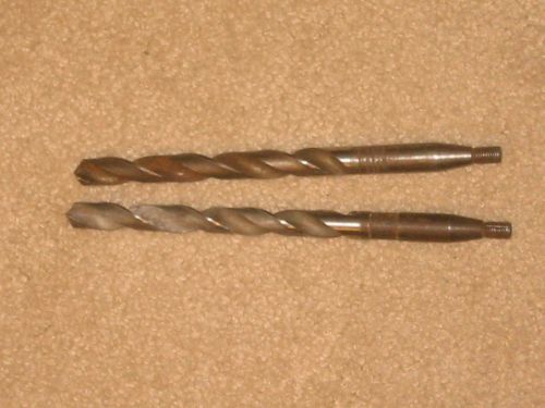 2 Vintage Morse Tapered High Speed Drill Bits 33/64 x 8&#034; + 17/32 x 7 3/4&#034;