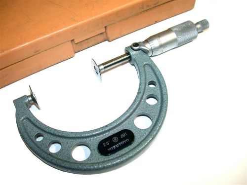 Mitutoyo 2 to 3&#034; disc flange micrometer w/ case 123-127 for sale