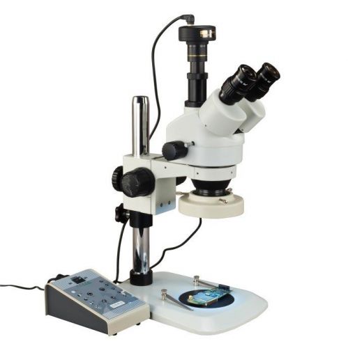 3.5x-90x trinocular zoom stereo microscope+narrow stand+80led light+5mp camera for sale