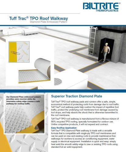 TPO Roof Walkway, 50&#039; x 34&#034;, White with Yellow Safety Border