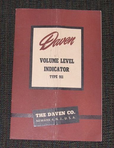 Daven Volume Level Indicator, Type 911, Operation Manual, Radio Broadcasting