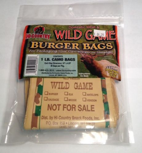 Hi-Country Domestic Meat &amp; Wild Game Burger Bags (NEW) (Bx20)