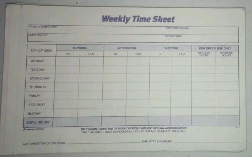Adams Weekly Time Sheet - 9507 Job Payroll with Duplicate -Pack of 10 Sheets