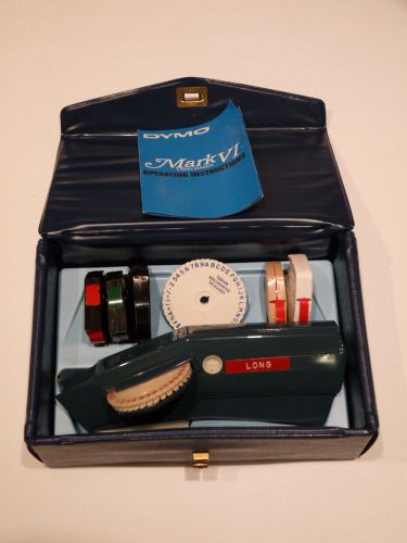 Vintage dymo label maker m-6 mark vi kit case with vertical lots of tape box for sale