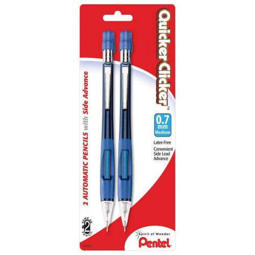 Pentel Quicker Clicker Automatic Pencil, 0.7 mm, Blue Barrel, Pack Of 2