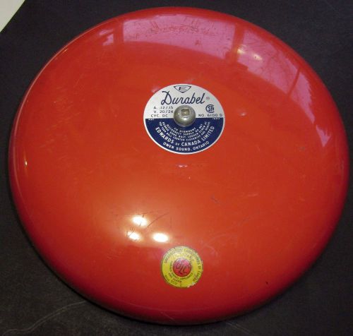 1964 Durabel 10&#034; round RED Fire Alarm Bell