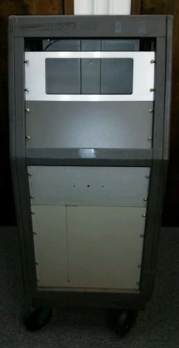 Bud industries series 60 inclined panel steel cabinet with rear door on wheels for sale