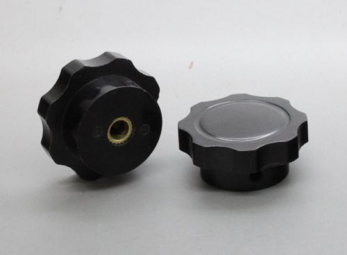 2 x Bakelite Skirted Control Knob 39mmDx18mmH Black for 6mm Shaft