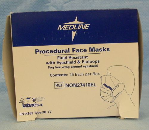1 Box of 25 Medline Procedural Face Masks #NON27410EL