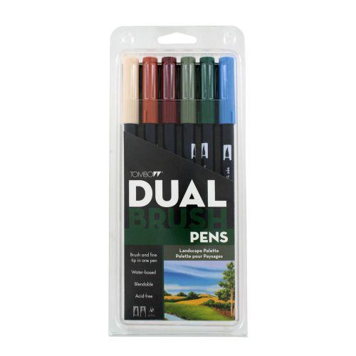 Tombow Dual Brush Pen Set, 6-Pack, Landscape Colors (56164)