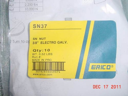 LOT OF (10) ERICO SN37 SN NUT 3/8&#034; FOR 3/8&#034; ROD ***FREE SAME DAY SHIPPING USA***