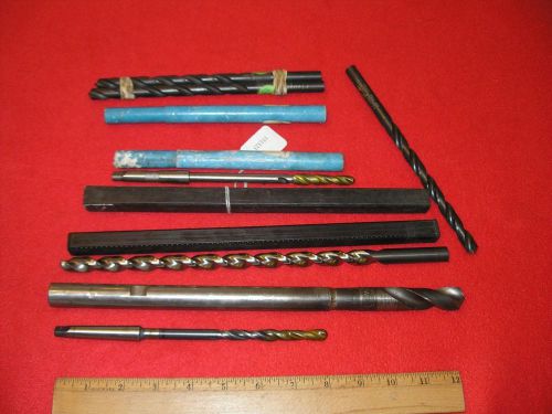 9 Miscellaneous Round Shank Drill Bits Machinist&#039;s Estate Lot TRW Some Coolant