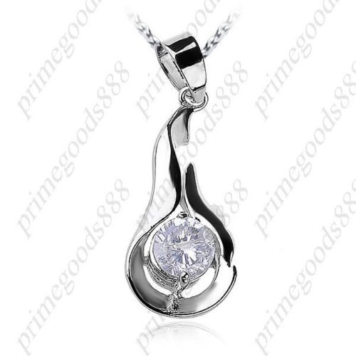 Pendant jewelry ornament with cz cubic zirconia decor for girl woman silver for sale