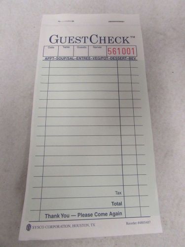 Box of 50 Sysco Guest Check Pad 2 Part Carbonless 50 pad of 50 ck/pad