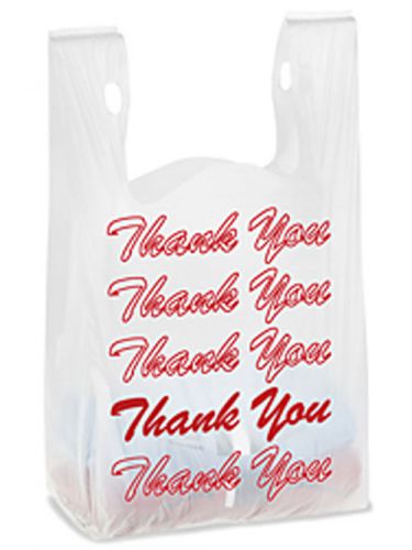 1000ct Large Red &#034;Thank You&#034; T-shirt Plastic Grocery Shopping Bags With Handle
