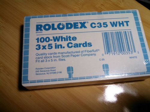 1-100 pack genuine rolodex brand c-35 white  3&#034;x5&#034; refill file cards fibertuff for sale