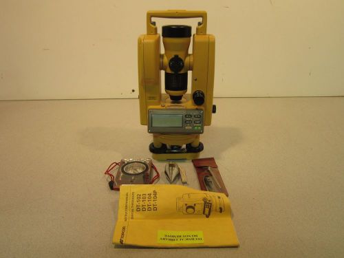 Topcon Digital Theodolite Surveyer DT-104 Kit, Instruction Manual, Powers Up