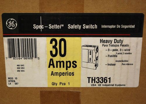 GE TH3361 3Pole 30Amp 600V Fusible Heavy Duty Disconnect - NEW