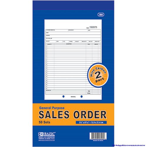 SALES ORDER Record BOOK 2 Part 50 Sets Numbered Original Duplicate w/Carbon #504