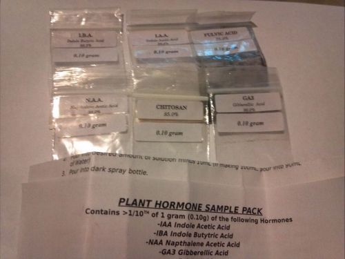PLANT HORMONE SAMPLE PACK- Gibererlic/Indole Acetic/Indole Butyric/NAA + More