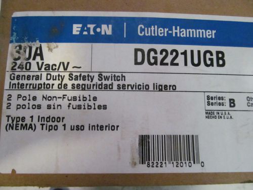Cutler Hammer Eaton 30 A Disconnect DG221UGB 240 Volt 2 Pole Type 1 Non Fused