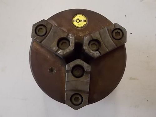 Rohm #125 5&#034; 3 jaw chuck with removable/reversable jaws. With 2 1/4&#034; back plate.